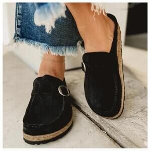 Birkenstock Buckley Black Suede Clogs Size 36 Boston Style Mule